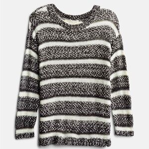 Black and White with Silver Lurex Striped Saltwater Luxe Knit Sweater